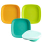 Re-Play 7 Flat Plate with Silicone Lid - Made in USA - Made with Medical-Grade Platinum Silicone - With Lid - Aqua Asst - 3 Pack