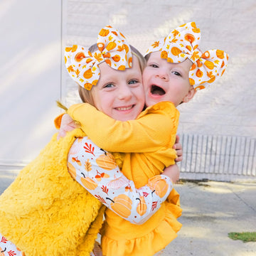 Yanjie Hairband Thanksgiving Baby Girl Headbands Set Of 2 6' Maple Leaf Pumpkin Printed Bows Newborn Hairbands Maple Leaves Hand