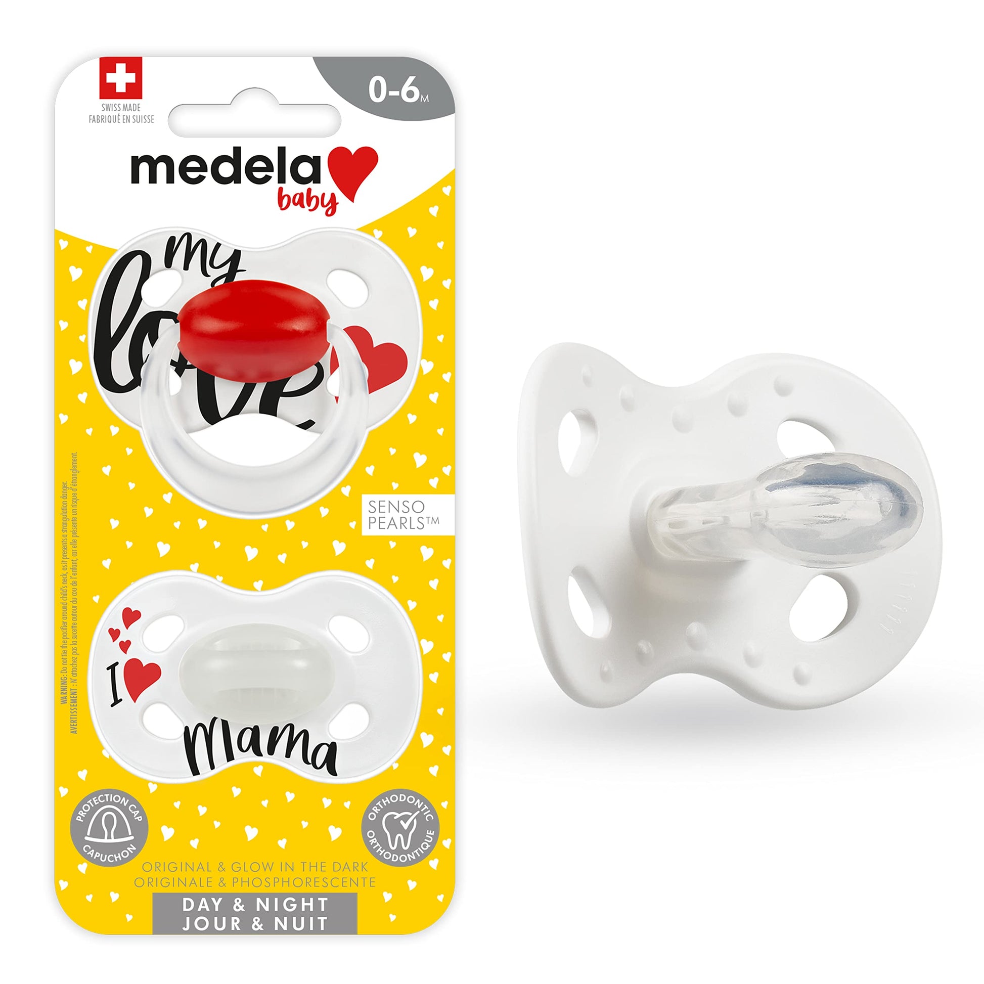 Medela Baby Pacifier | Day And Night Glow In The Dark | 0-6 Months | 2-Pack, Lightweight | Bpa-Free | Supports Natural Suckling