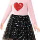 Toddler Tutu Dress Girls Pink Sequin Heart Love Flower Tulle Long Sleeve Party Little Girl Valentines Day Dresses 4T 5T