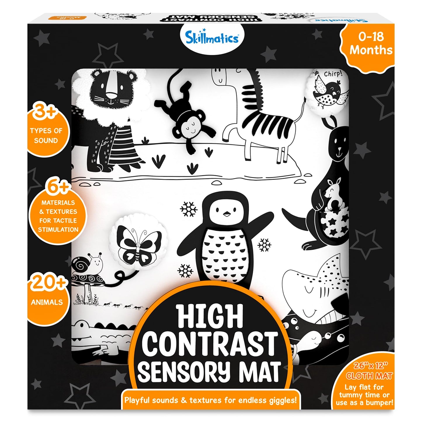 Skillmatics High Contrast Sensory Cloth Mat For Babies & Infants  Newborn Visual Stimulation, Observation Skills, Gifts For 0 T
