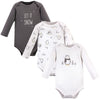 Hudson Baby Unisex Baby Cotton Long-Sleeve Bodysuits, Gray Penguin, 0-3 Months
