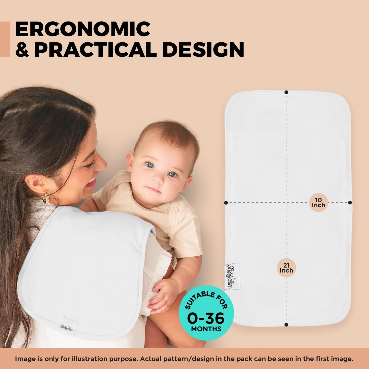 Kiddystar 5-Pack Organic Cotton Burp Cloths - Ultra-Absorbent, Soft & Large (21   X10   ) - Perfect For Spit-Up & Drooling