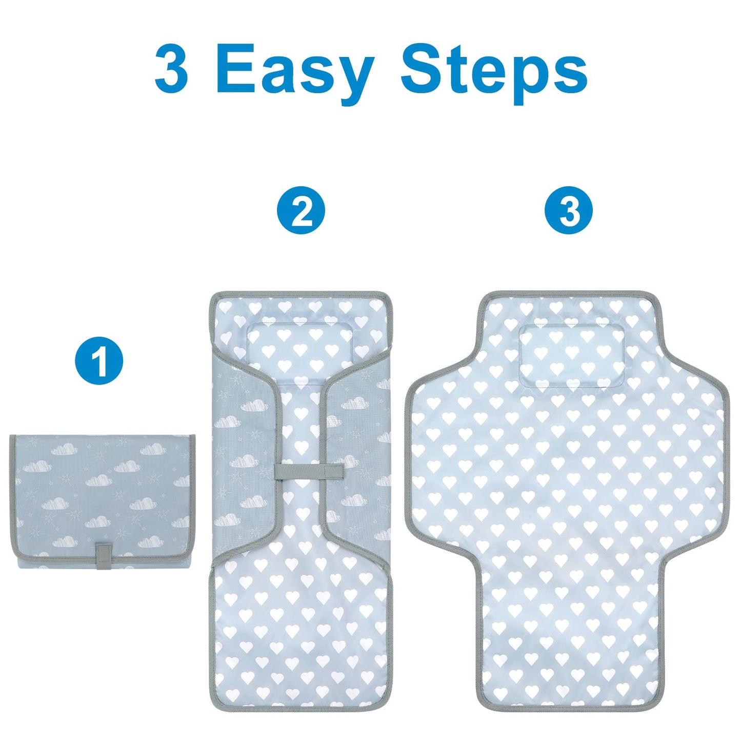 Accmor Portable Diaper Changing Pad, Waterproof Baby Changing Mat, Foldable Travel Diaper Changing Pads For Baby, Baby Essential