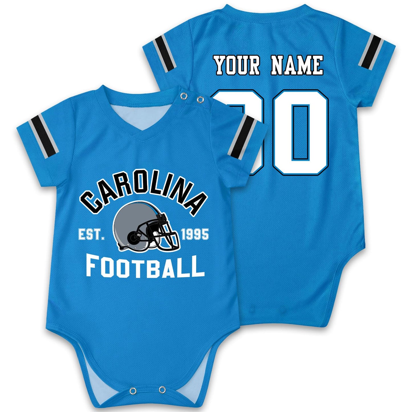 OAOANS Carolina Baby Clothes Custom Name Number Personalized Football Baby Jersey Clothing Newborn Toddler Apparel 0-24 Months G