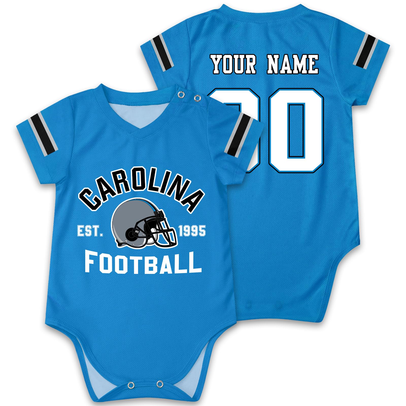 OAOANS Carolina Baby Clothes Custom Name Number Personalized Football Baby Jersey Clothing Newborn Toddler Apparel 0-24 Months G