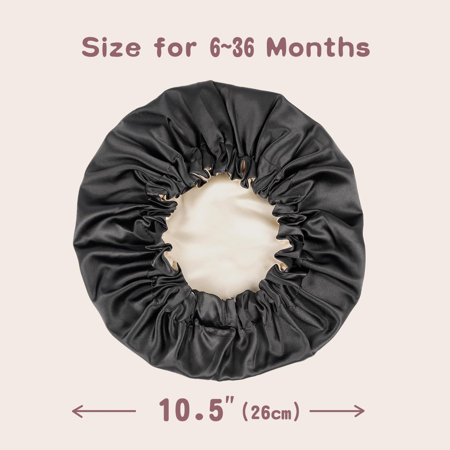 Baby Bonnet For 6-36 Months Sleeping: Reversible Smooth Satin For No Mess Toddler'S Curly Hair, Adjustable Band No Slip Black-Ta