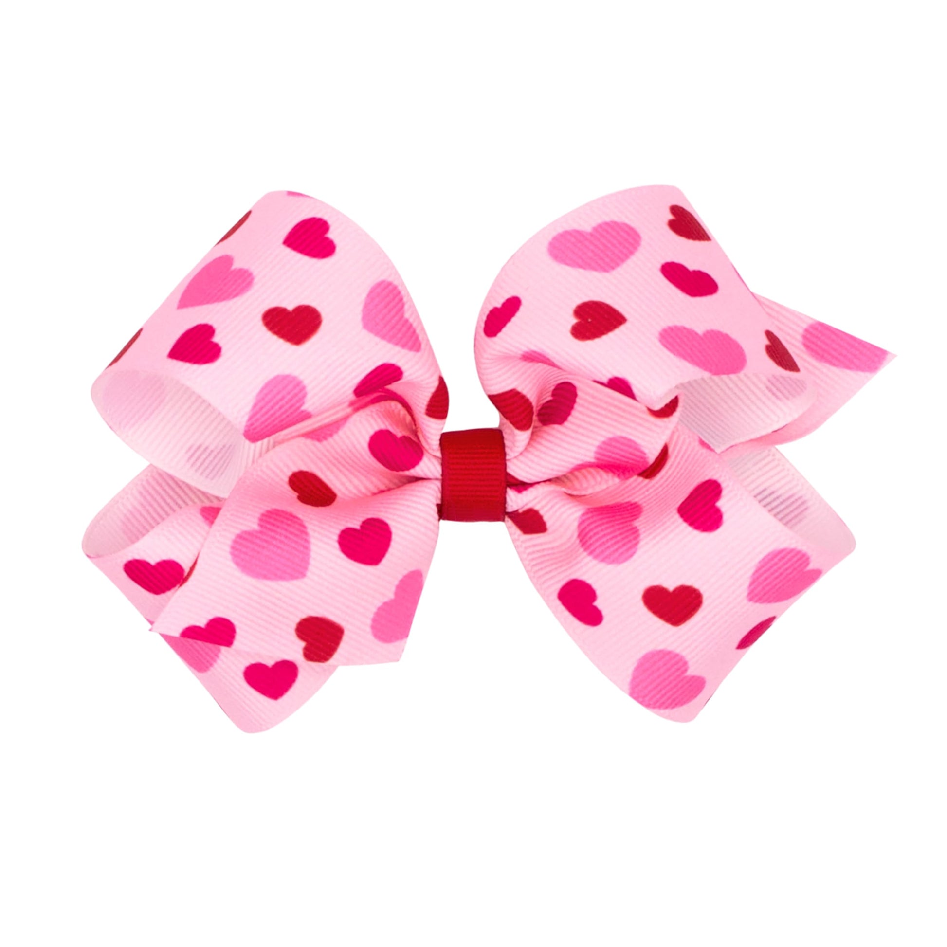 Wee Ones Girls' Valentines Day Grosgrain Hair Bow On Weestay No-Slip Clip, Valentine Heart Print, Medium, Pearl Pink