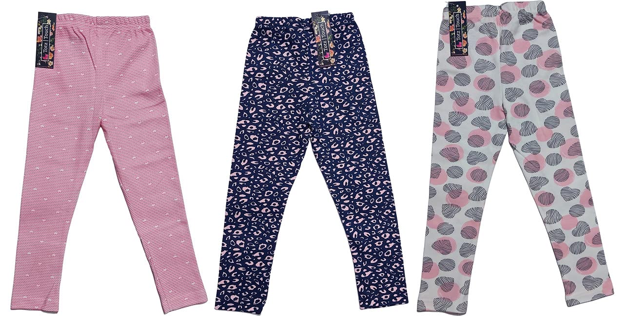 Totztouch Girls Pajama Pants | Leggings | Pyjamas | Pjs Soft Cotton Non Transparent Combo Pack Of 3 Size 2 Years Baby To 3 Year 