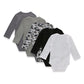 Hanes Unisex Baby Long Sleeve Bodysuit, Ultimate Flexy Boys & Girls, 5-Pack, Grey/Black, 6-12 Months Us
