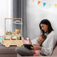 Fun-Plus Baby Shower Crate, Bus Shape Basket With Handle, Wooden Storage Crate For Pregnancy, New Parent (Bamboo Made)