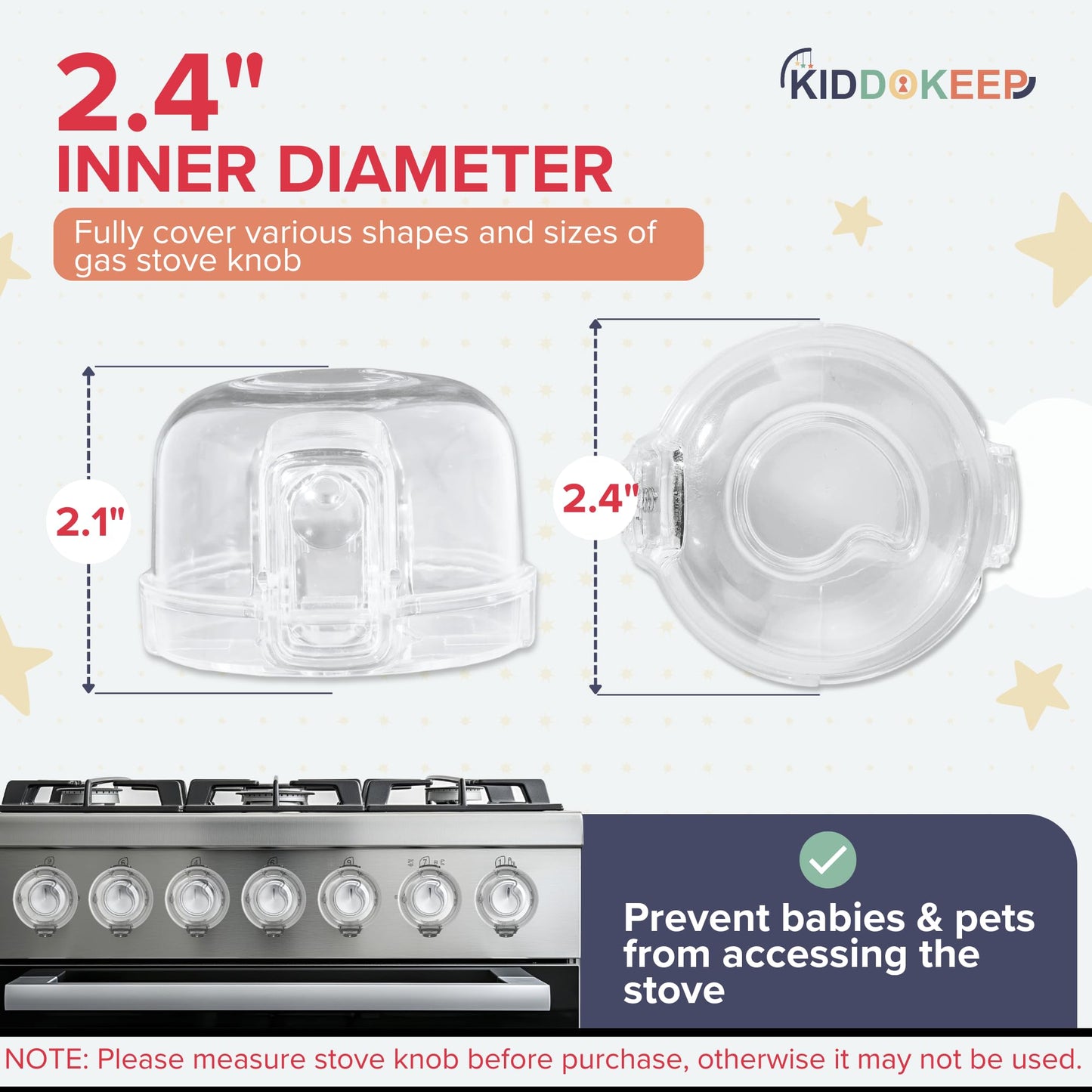 Child Proof Stove Knob Covers (Pack Of 5) & Oven Lock - Double Key Design Standard Size 2.1'High X2.4'Wide Stove Knob Covers F