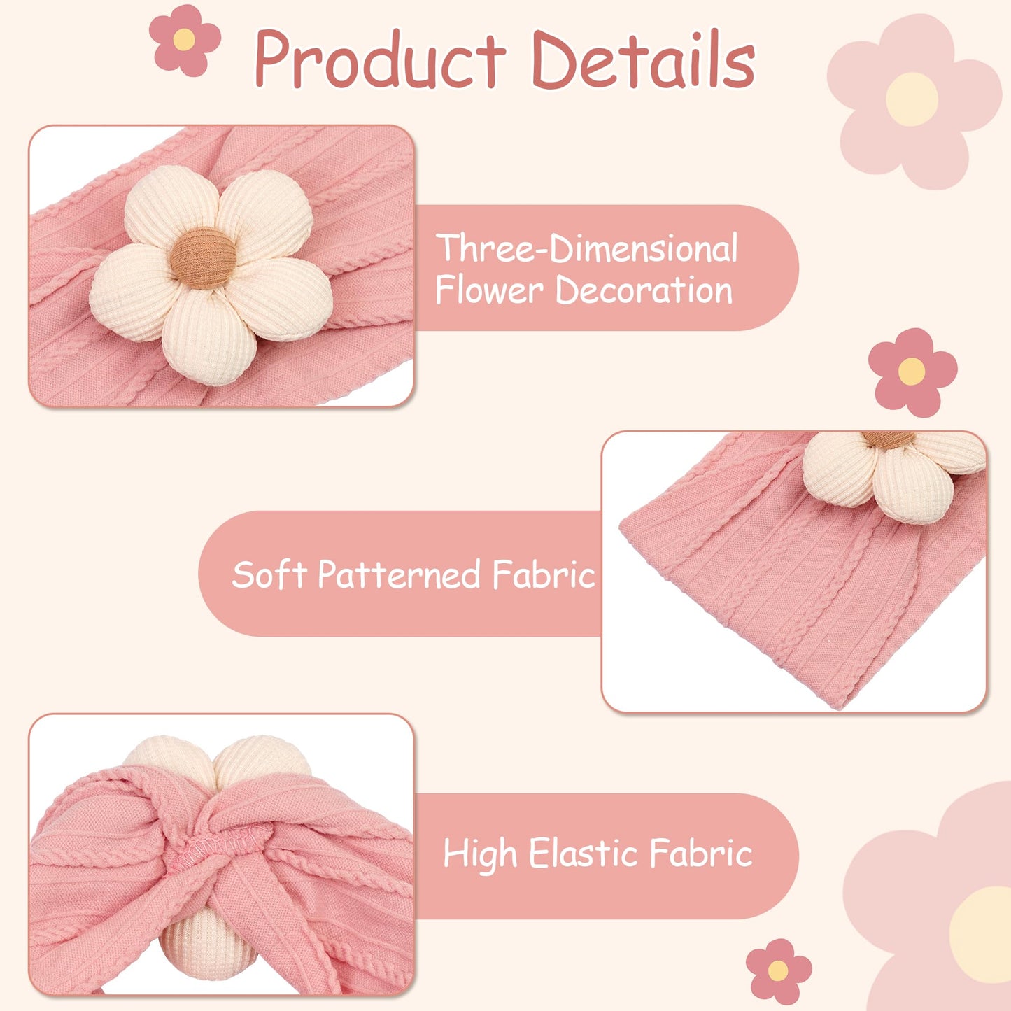 C  Llot 5 Pcs Baby Flower Headbands Baby Girls Nylon Headbands Soft Hairbands Hair Accessories For Newborn Infant Toddler Kids