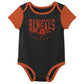 Outerstuff Nfl Newborn Baby And Infant Short Sleeve Bodysuit Variety 3-Pack - Cincinnati Bengals, 18M