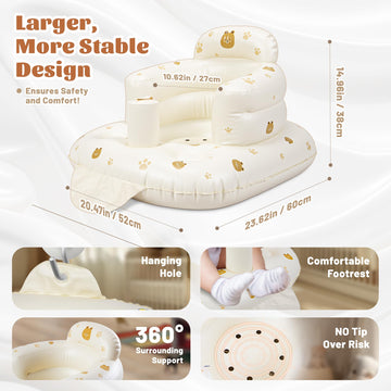 Josen Inflatable Baby Seat For Babies 3 Months & Up, Baby Floor Seats Learn To Sit Up, Portable Infant Feeding Shower Chair, Blo