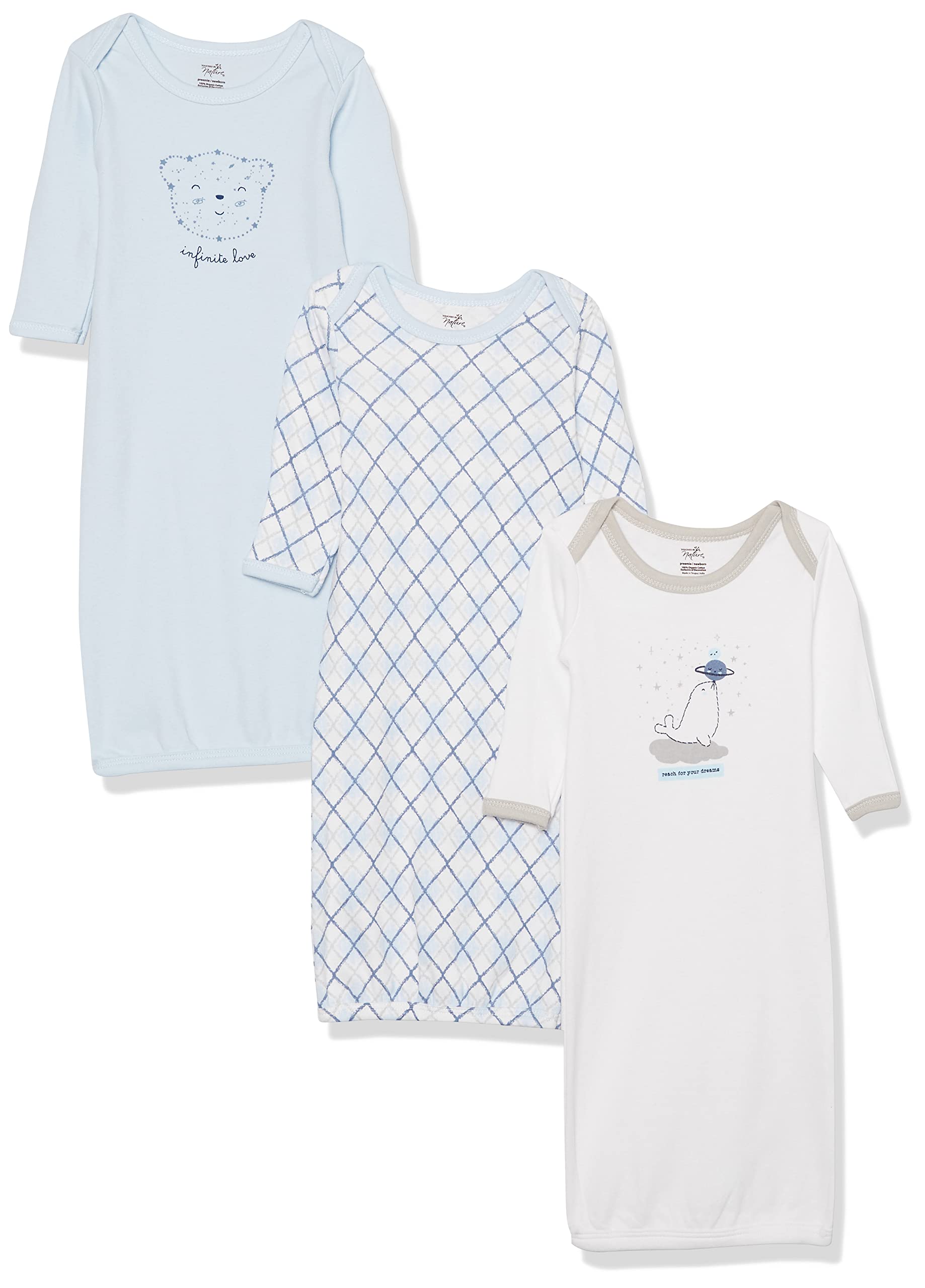Touched By Nature Unisex Baby Organic Cotton Gowns, Infinite Love Bear, 0-6 Mont WBBAPB07T2CH7DQ