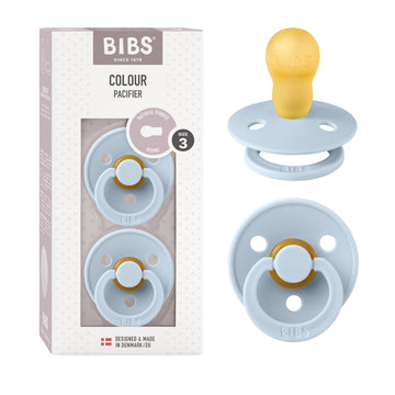 Bibs Pacifiers | Natural Rubber Baby Pacifier | Set of 2 BPA-Free Soothers | Made in Denmark | Baby Blue | Size 0-6 Months