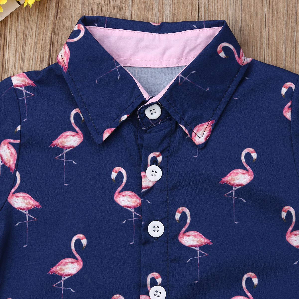 Toddler Baby Boy Flamingo Short Sleeve Button Down Shirt & Casual Shorts Set Summer Outfits 1-6 Years Clothes