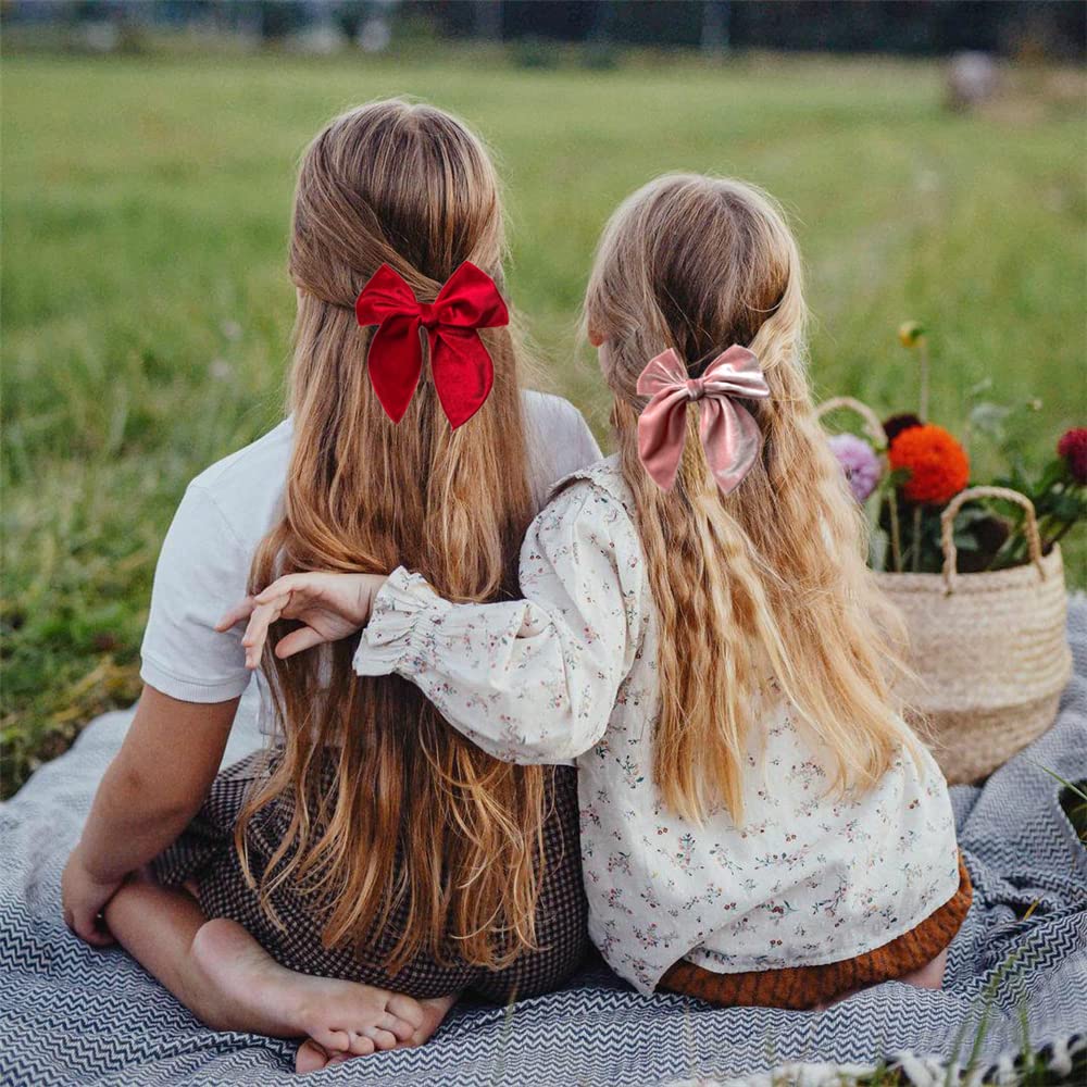 Large Velvet Fable Bow Hair Clips Barrettes For Baby Girl Velvet Hair Bows Alligator Clip For Little Girls Toddler Kids Teens Wo
