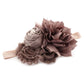My Lello Baby Headband Shabby Fabric Flower Cluster Stretchy Elastic Taupe