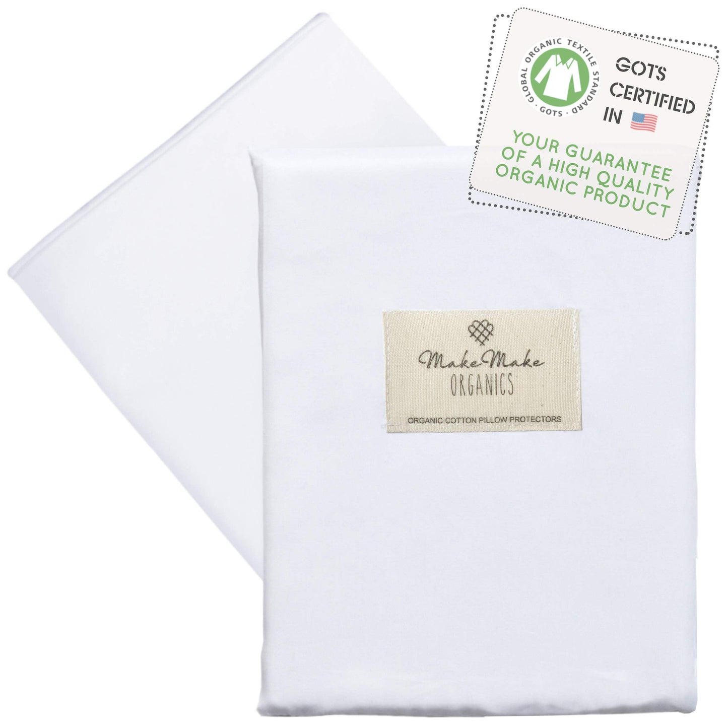 Makemake Organics Organic Cotton Youth Pillowcase (Set Of 2) Gots Certified Organic Cotton Pillow Cases Zippered Breathable Fits