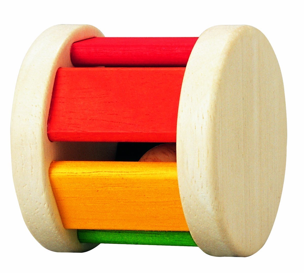 PlanToys Wooden Roller Rattle Toy for Babies | Montessori Baby Sensory Toy with Gentle Sound | Eco-Friendly Crawling & Motor Ski