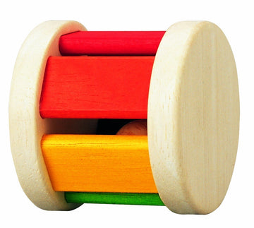 PlanToys Wooden Roller Rattle Toy for Babies | Montessori Baby Sensory Toy with Gentle Sound | Eco-Friendly Crawling & Motor Ski