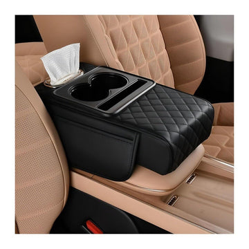 PAVMISH CREATION 5 in 1 Center Console Cover with Cup Holder, Universal Car Armrest Cushion, Tissue Box Slot, Mobile Phone Stora