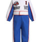 Fast One Birthday Outfit Baby Boy Race Car Outfit Race Car Driver Jumpsuit 2nd Cake Smash Photo Shoot Outfits Blue and white 12-