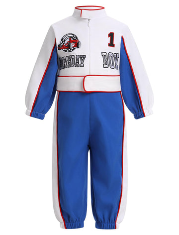 Fast One Birthday Outfit Baby Boy Race Car Outfit Race Car Driver Jumpsuit 2nd Cake Smash Photo Shoot Outfits Blue and white 12-