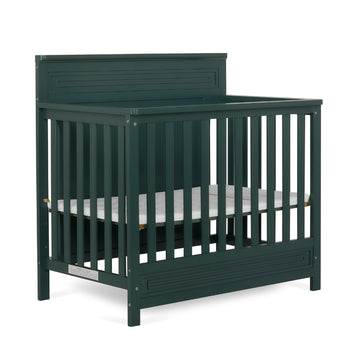 Dream On Me Harbor Full Panel 4-in-1 Convertible Mini Crib in Olive, Water-Based Paint Finish, JPMA Certified, 3-Position Mattre