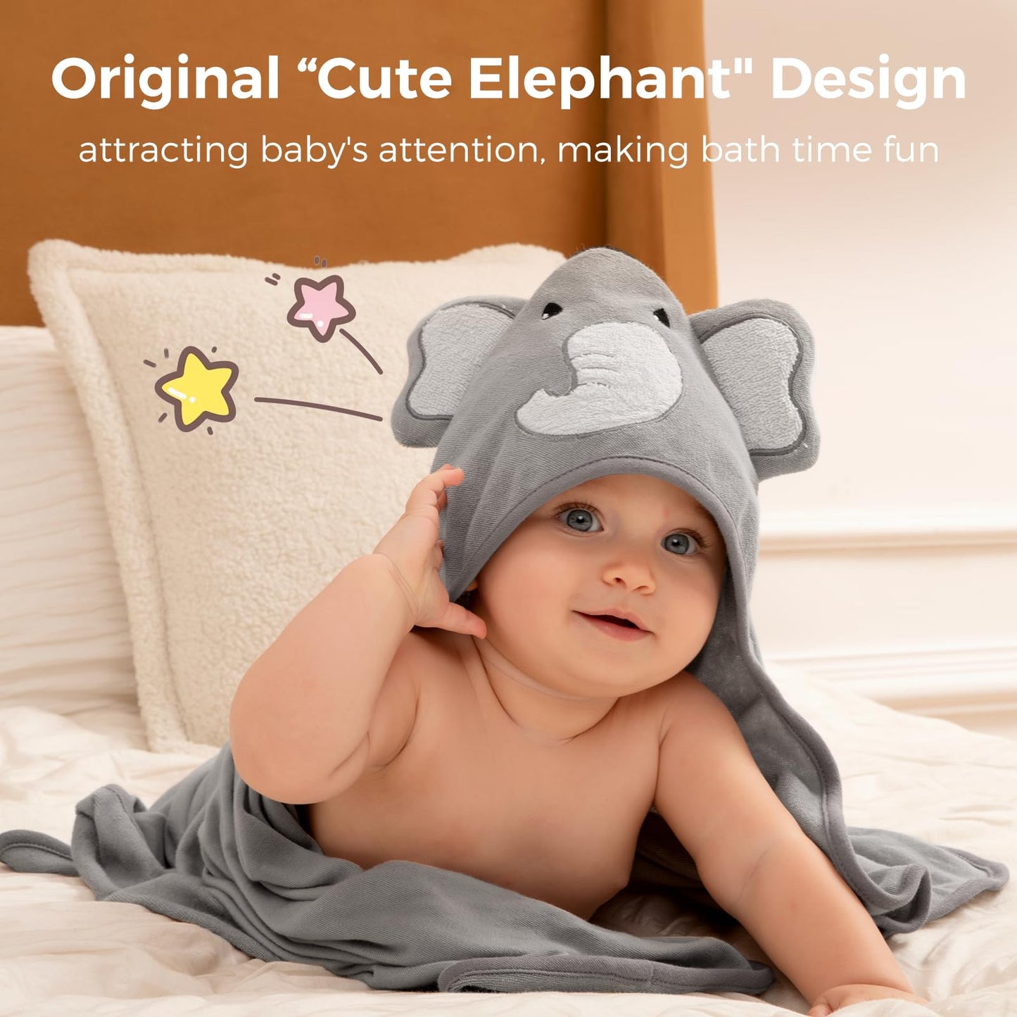 Momcozy Baby Hooded Towel, 8-Piece Bath For Boys Or Girls, Washcloth Set With Cute Design, Shower Towel Gift For Newborns, Infan