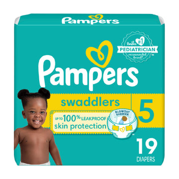 Pampers Baby Diapers - Swaddlers - Size 5, 19 Count, Ultra Absorbent Disposable Infant Diaper