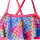 Infant Girls Mermaid Print Pink Sizzle 2 Piece Bikini Swimsuit - 6-9 Months