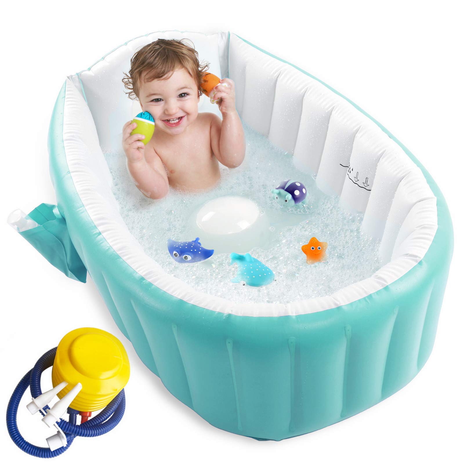 Inflatable Baby Bathtub With Air Pump, Baby Bath Tub Toddler Bathtub, Foldable Shower Basin For Newborn, Portable Travel Bath Tu