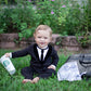 The Tiny Universe Baby Boy Onesie Dress Suit & Tie - Baby Romper, Formal Body Suit, Jumpsuit Gentleman Outfit - Original Swedish