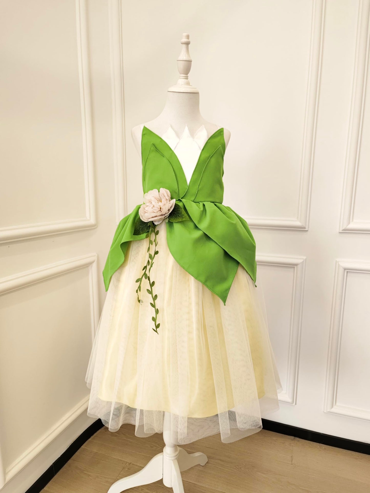 Axaxa Princess Tiana Costume For Girls Princess Tiana Dress Princess And The Frog Costume With Headband 4-7Y