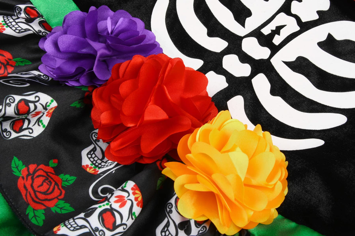 Relibeauty Kids Day Of The Dead Costume For Girls Sugar Skull Costume With Flower Headband 130