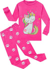 Cm-Kid Girls Pajamas Set Long Sleeve Pjs Cute Cat Pattern Sleepwear Toddler 2 Pieces Jammies Sets Kids Clothes Shirts Size 7