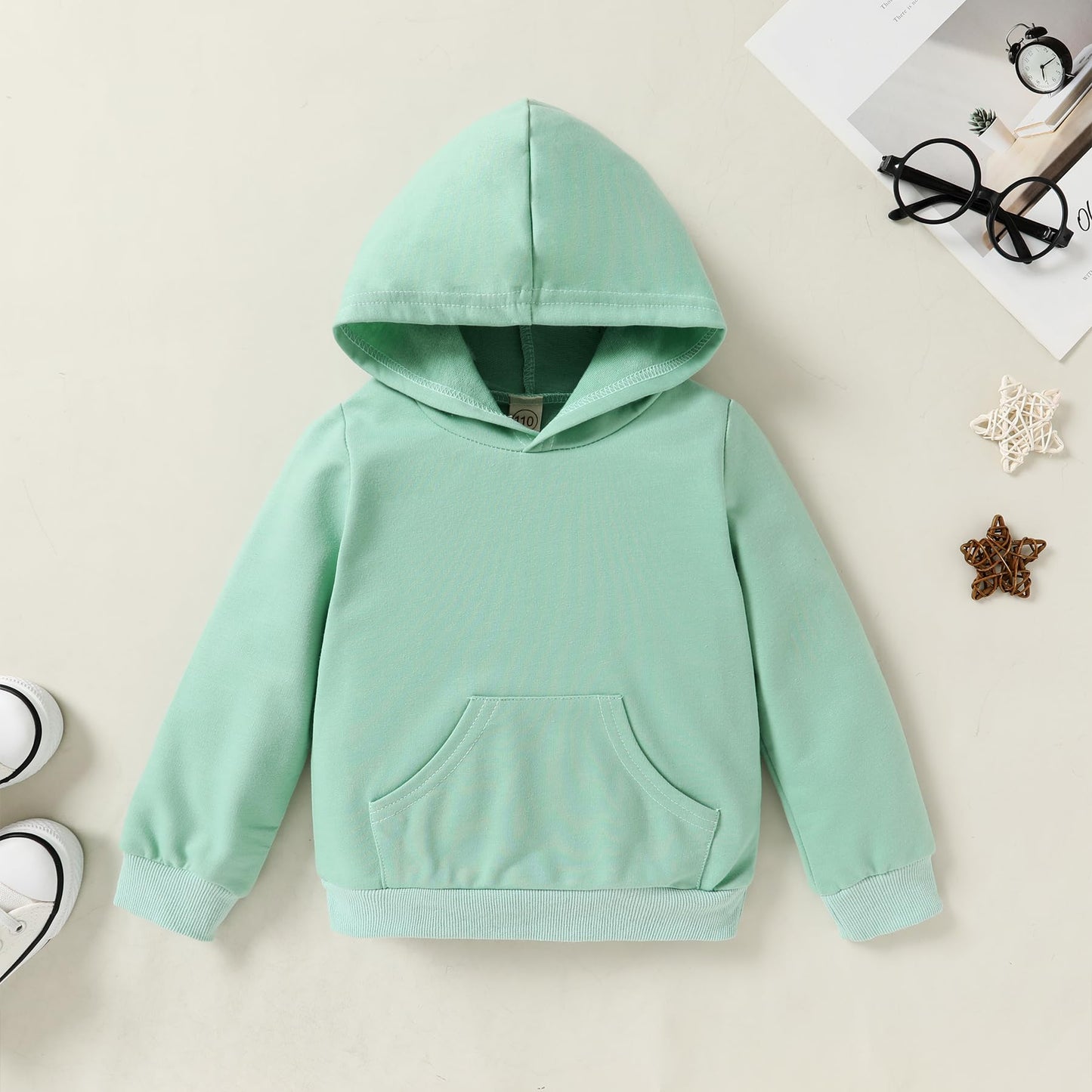 Happy Town Toddler Fall Outfits For Girl Boy Long Sleeve Hoodie Top And Long Sweatpants Set Toddler Sweatsuit (Solid Color-Green