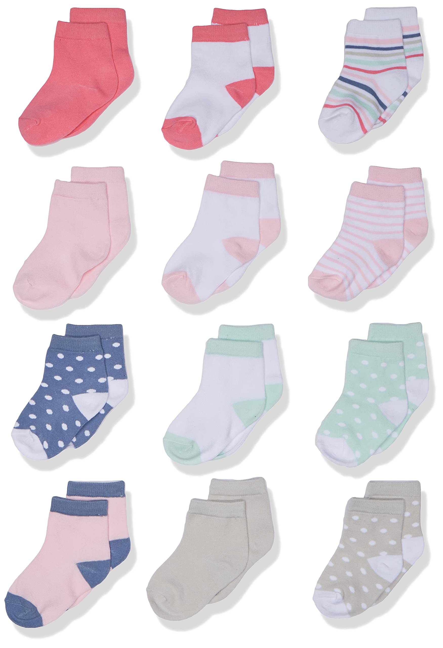 Hudson Baby Unisex Cotton Rich Newborn And Terry Socks, Girl Stripe, 6-12 Months WBCBBB07D17BWQW