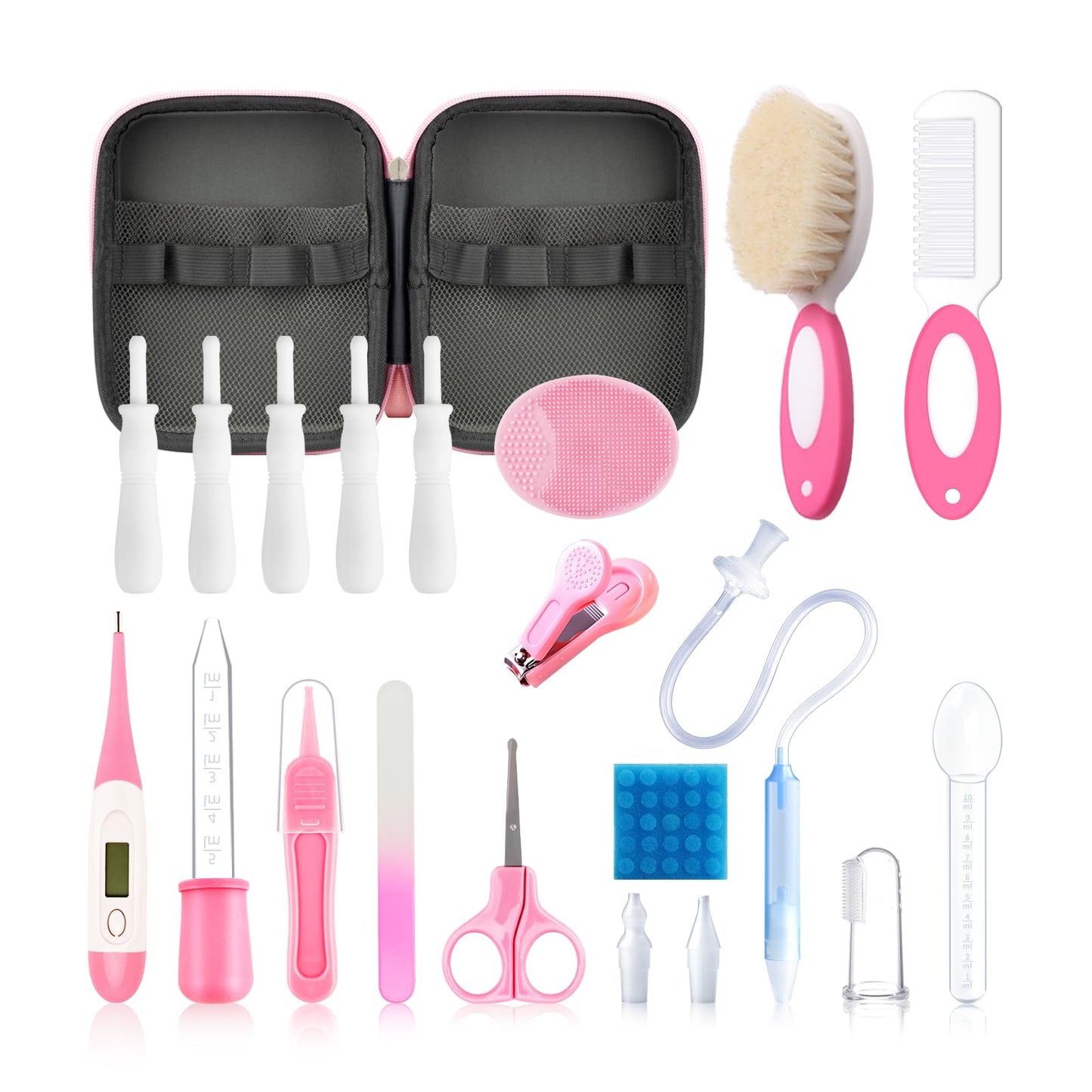 Baby Healthcare And Grooming Kit, 21 In 1 Portable Baby Essentials Kit With Gas Relief Hair Brush Comb Nasal Aspirator For Newbo
