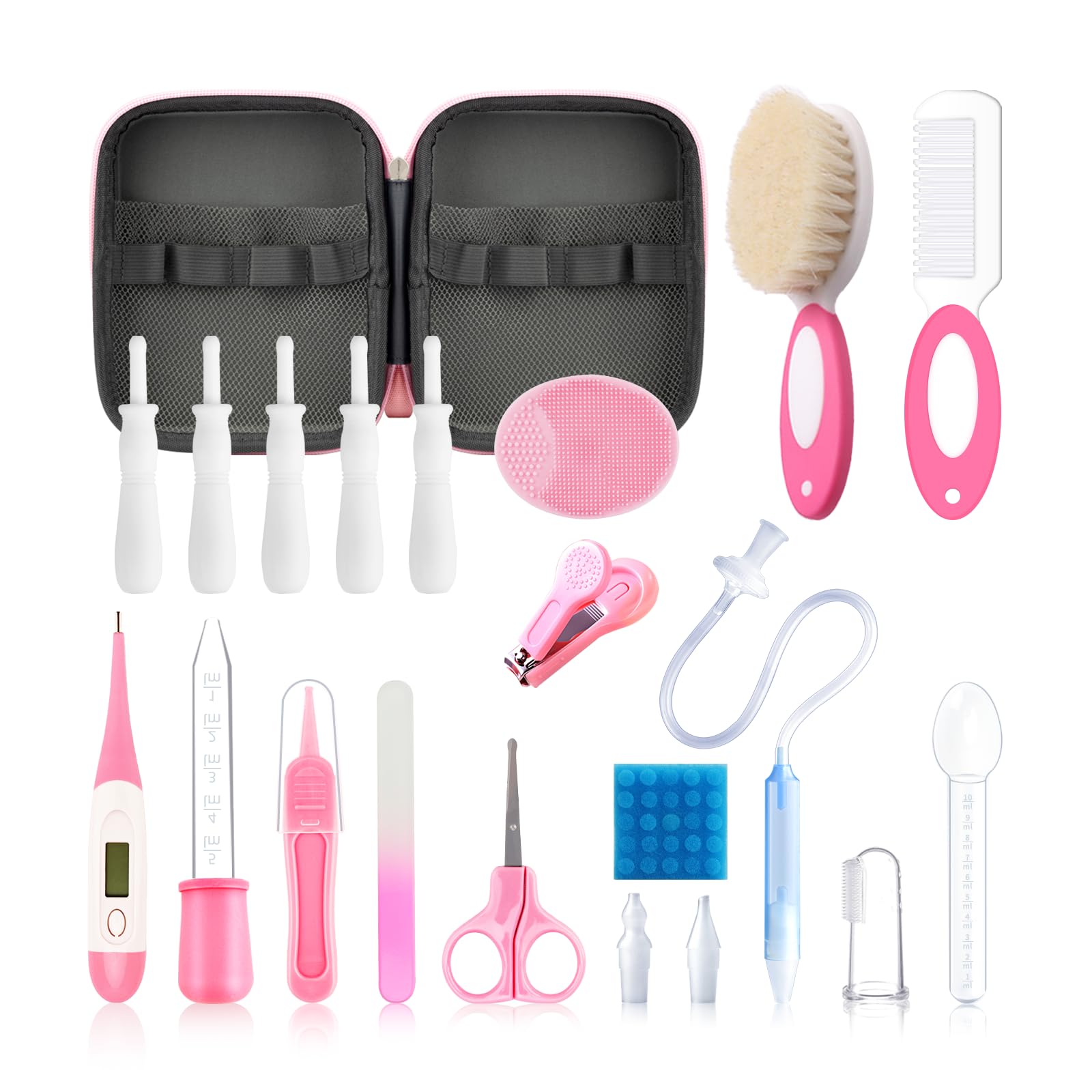 Baby Healthcare And Grooming Kit, 21 In 1 Portable Baby Essentials Kit With Gas Relief Hair Brush Comb Nasal Aspirator For Newbo