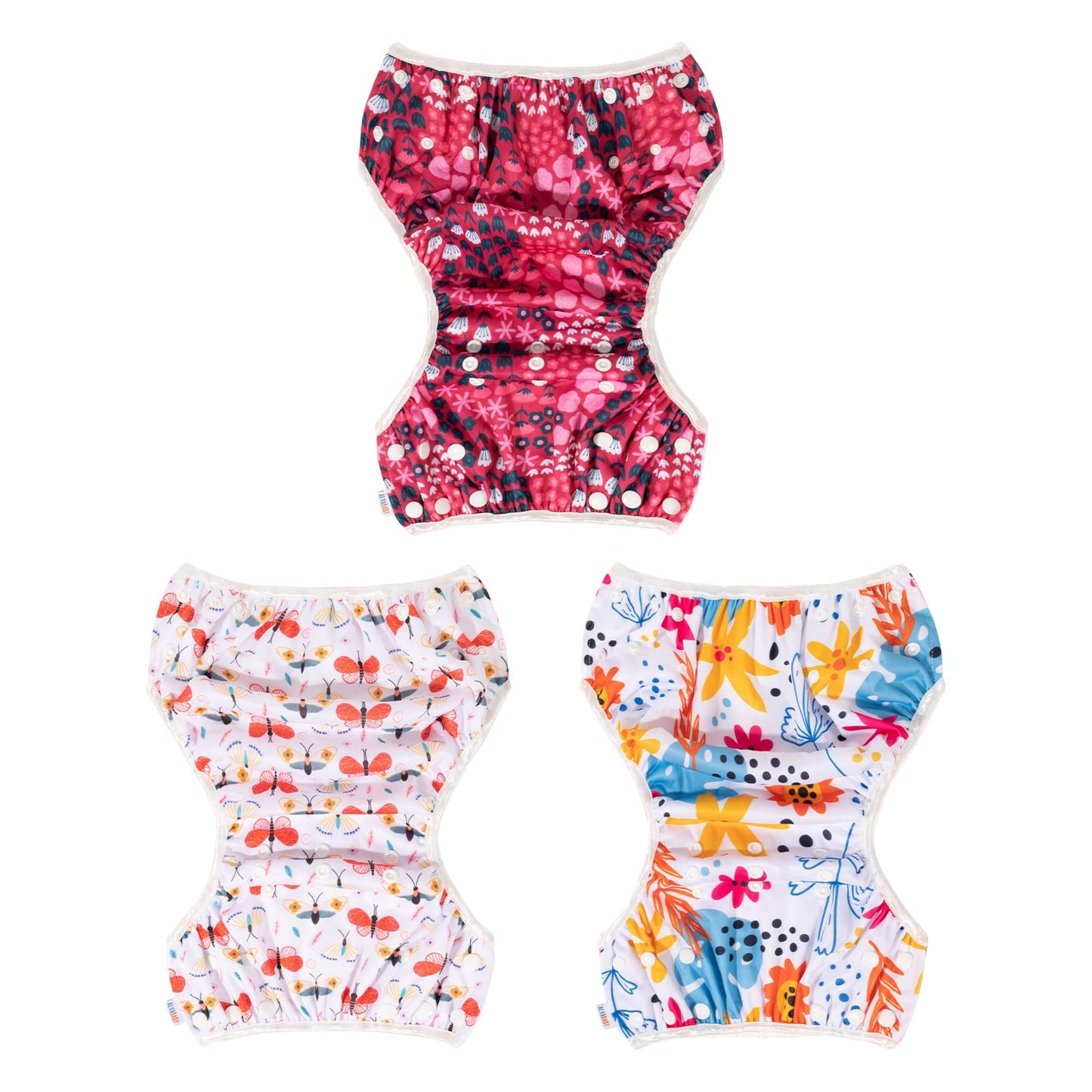 Alvababy Cloth Swim Diaper 3Pcs Baby/Toddler/Infant Snap Reusable Adjustable Swimming Diaper Baby Boy And Girl 3Swy32 Small (Pac