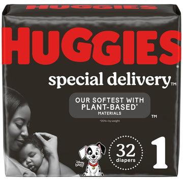 Huggies Special Delivery Hypoallergenic Baby Diapers Size 1 (Up To 14 Lbs), 32 Ct, Fragrance Free, Safe For Sensitive Skin