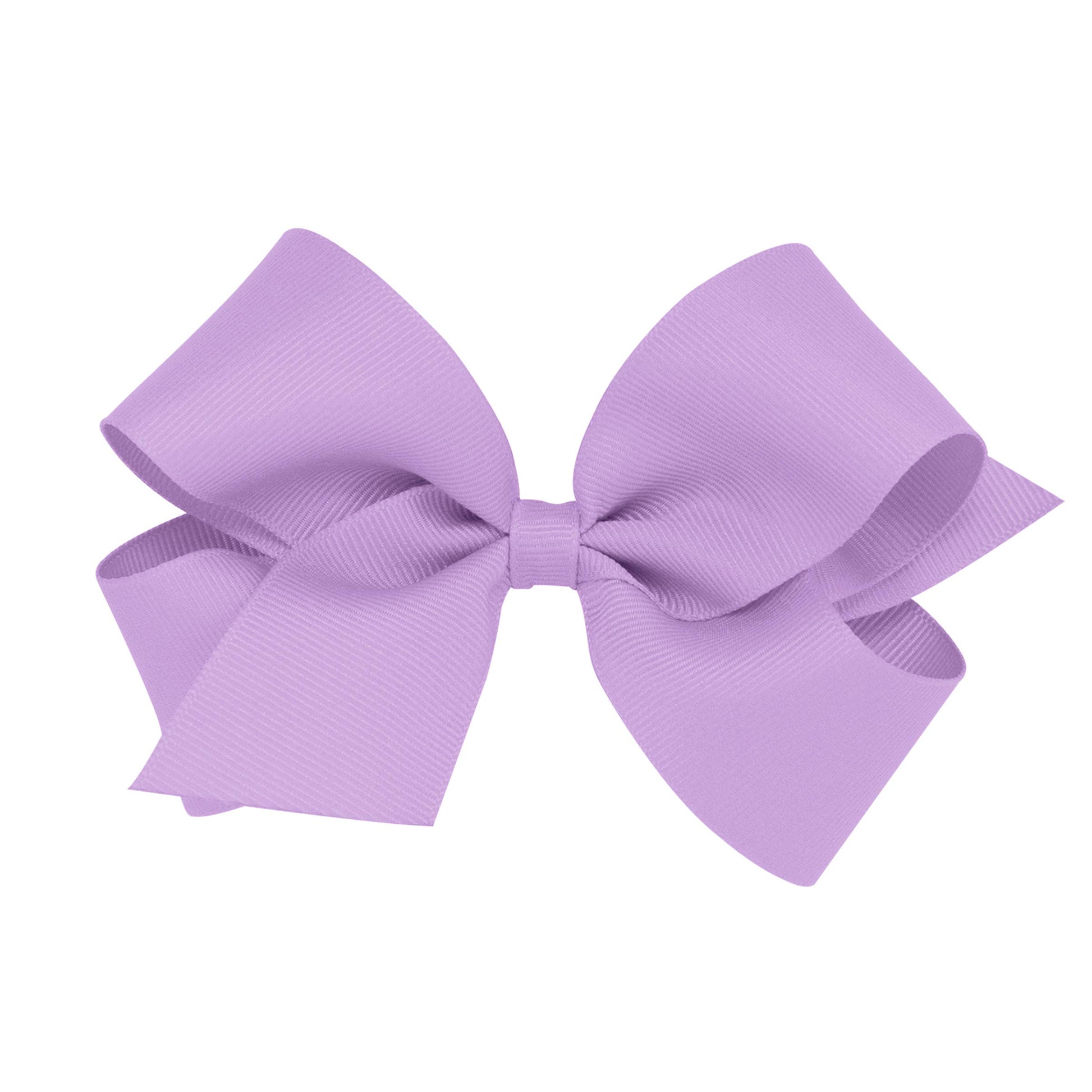 Wee Ones Girls' Classic Grosgrain Hair Bow With Plain Wrap Center On A Weestay Hair Clip, Handmade, Medium Sized Bow, Light Orch