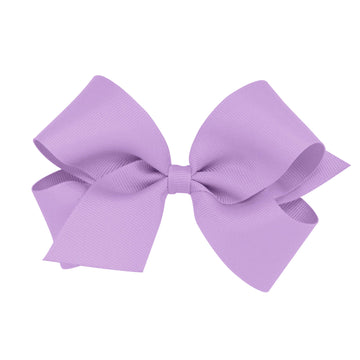 Wee Ones Girls' Classic Grosgrain Hair Bow With Plain Wrap Center On A Weestay Hair Clip, Handmade, Medium Sized Bow, Light Orch