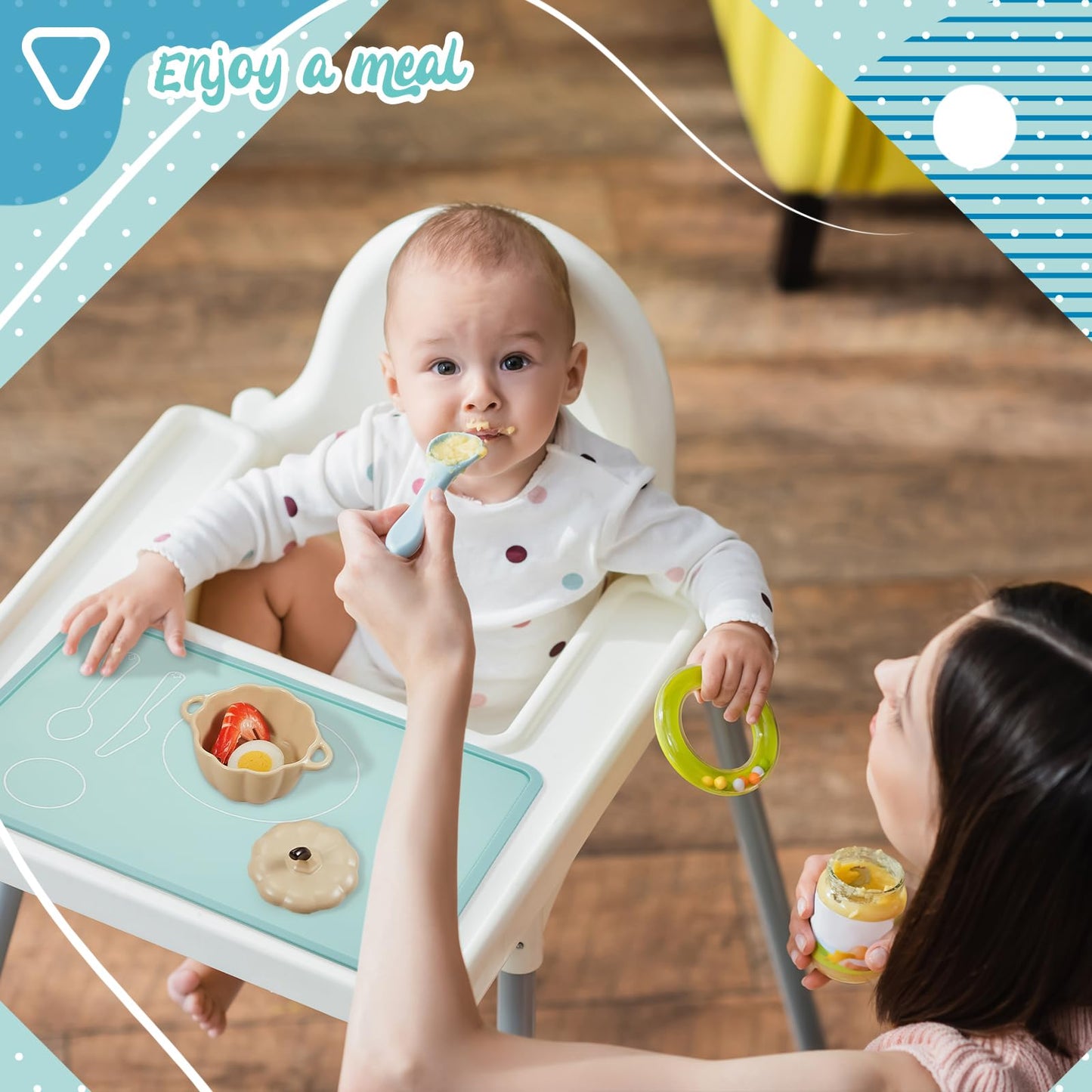 Zhehao 4 Pcs Montessori Kids Placemat 16 X 12'' Non Slip Baby Placemat Silicone Placemats For Toddlers Baby Eating Mat Food Mats