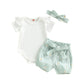 Thorn Tree Summer Baby Girl Clothes Short Sleeve Tops Romper Daisy Infant Shorts Toddler Girls Outfits Cute Newborn Outfit (Gree