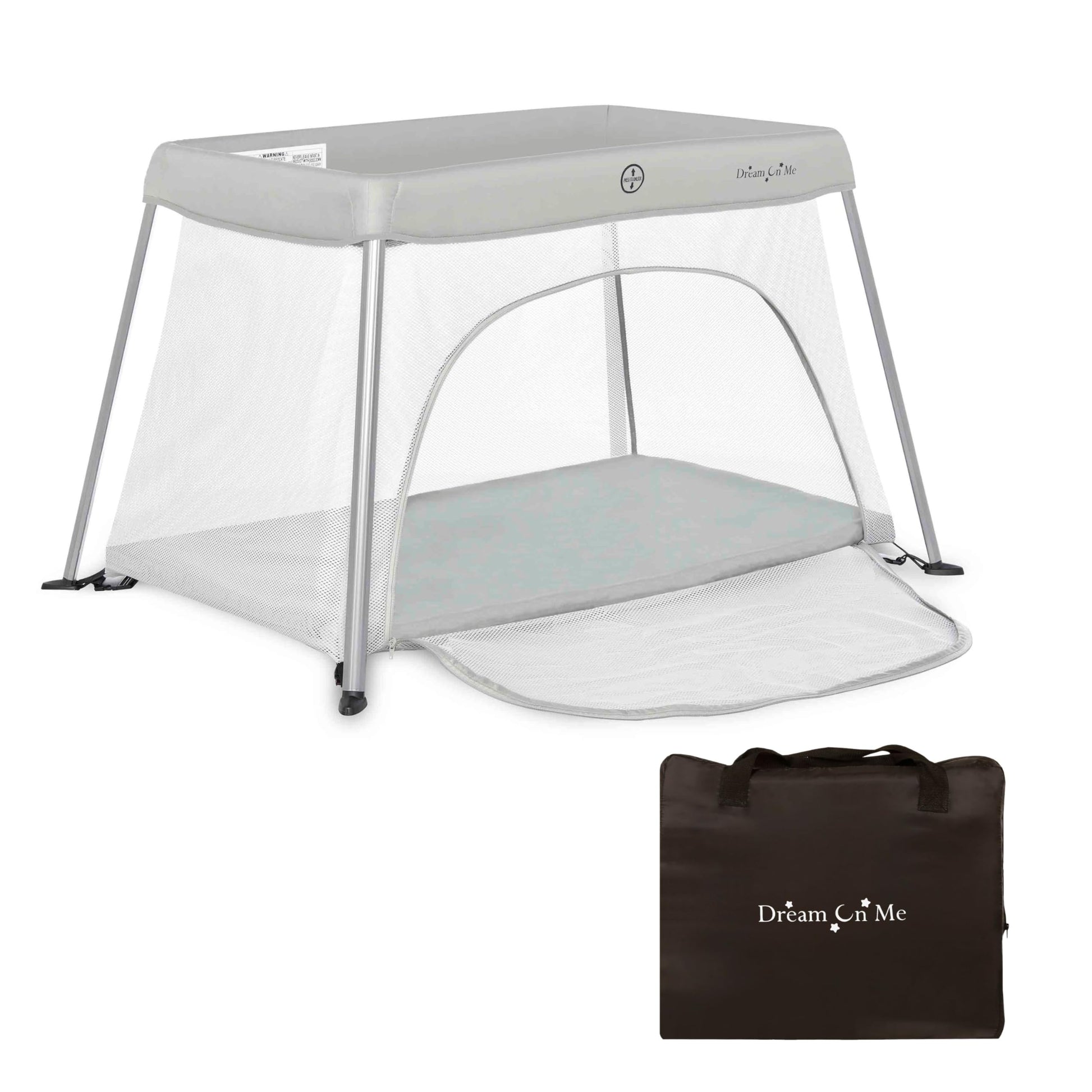 Dream On Me Travel Light Playard With Mesh Zipper Door In Grey